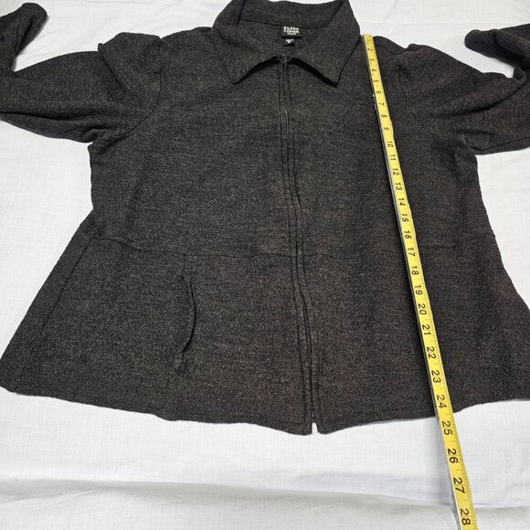 Eileen Fisher Full Zip 100 Wool Jacket Women Size 1X Dark Gray Pockets - Picture 6 of 14